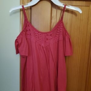 Pink laces shoulder cut top
